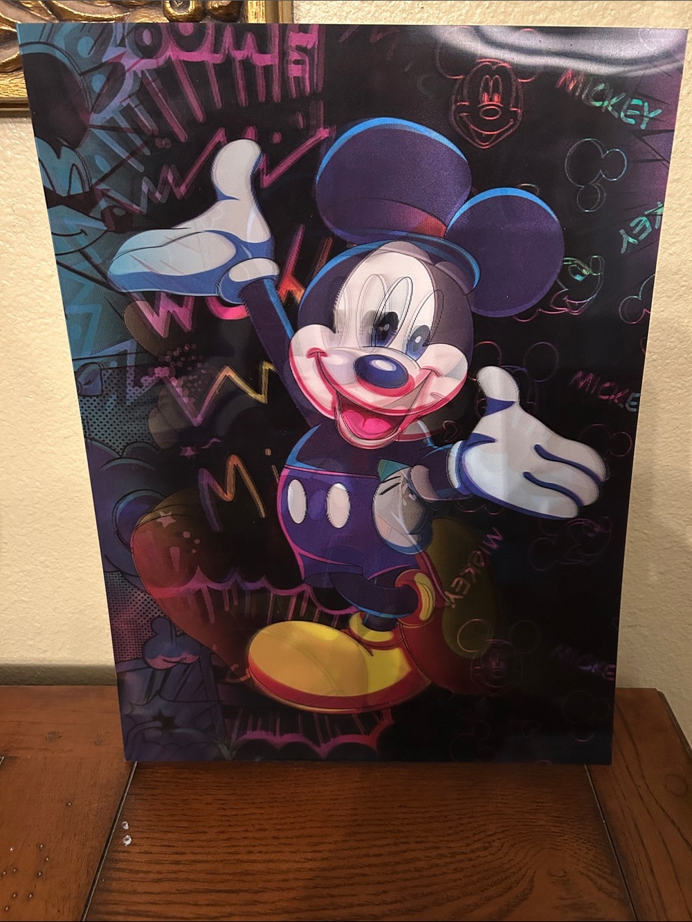 Disney Mickey Mouse Neon Pop Art Canvas - Purple, Black, Blue, Yellow